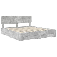 Bed Frame Engineered Wood Length 200 cm Concrete Grey 200 cm