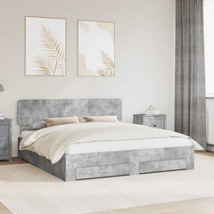 Bed Frame Engineered Wood Length Concrete Grey