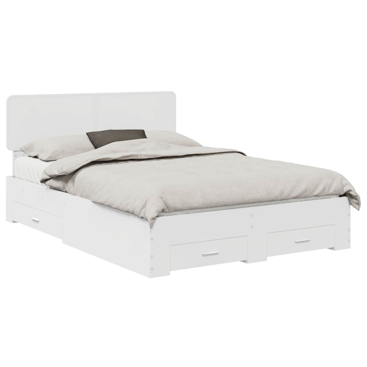 Bed Frame Drawer Engineered Wood White