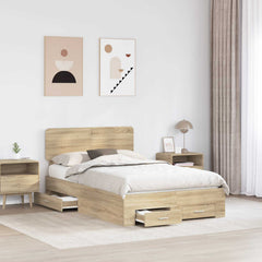 Bed Frame with Drawer 135 x 190 cm Engineered Wood Sonoma oak