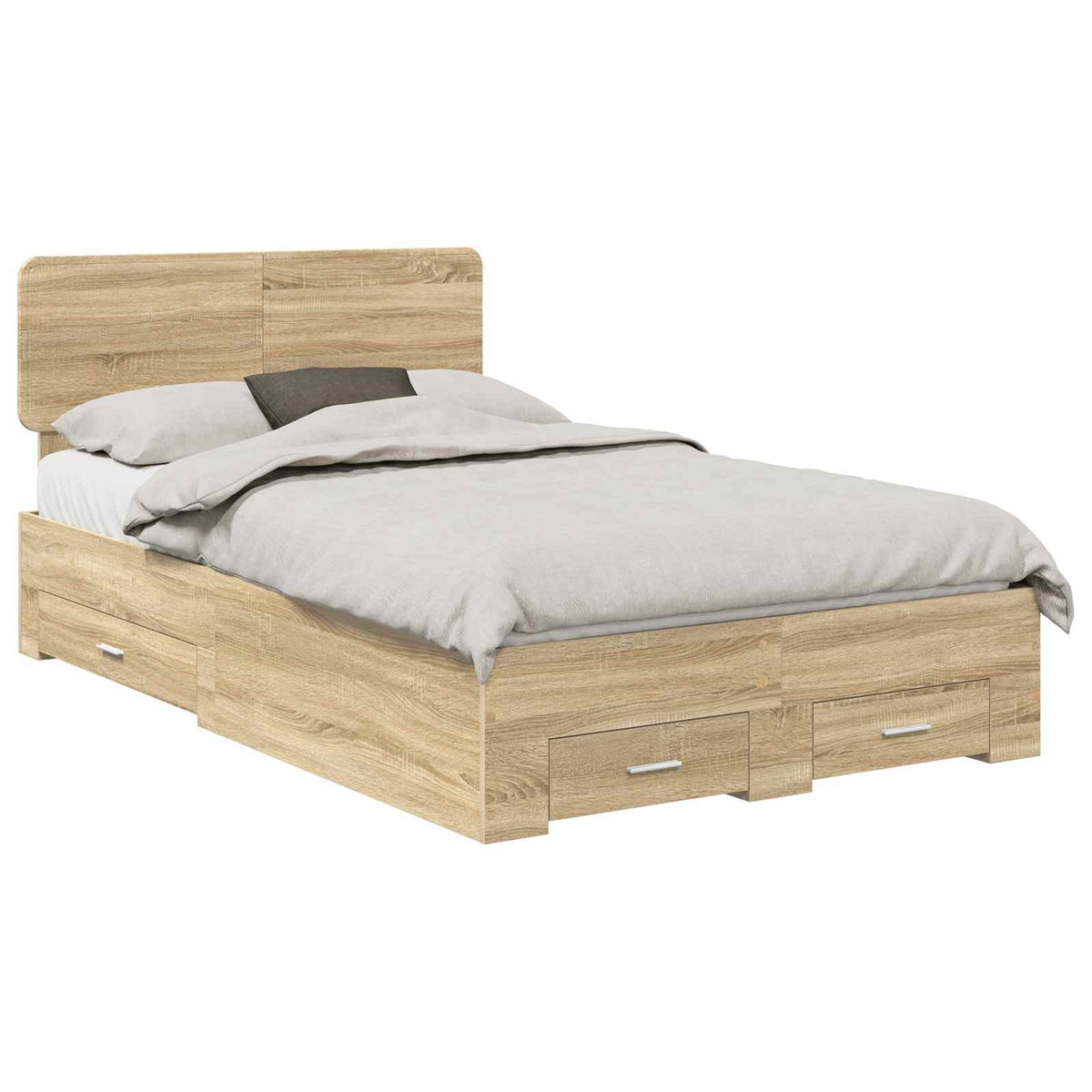 Bed Frame with Drawer 135 x 190 cm Engineered Wood Sonoma oak