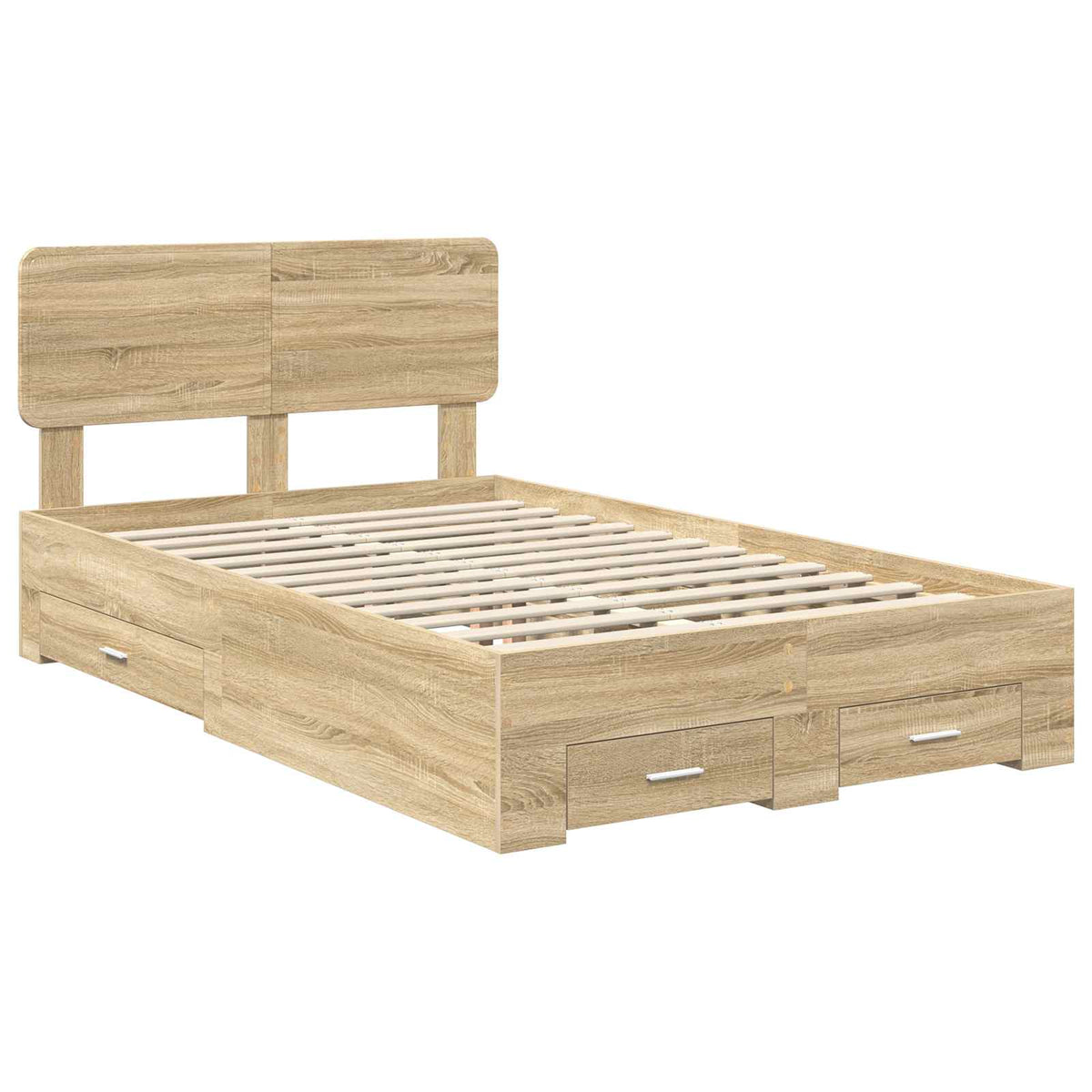 Bed Frame with Drawer 135 x 190 cm Engineered Wood Sonoma oak