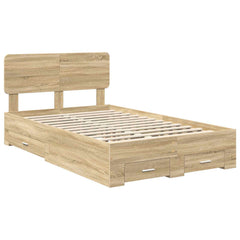 Bed Frame with Drawer 135 x 190 cm Engineered Wood Sonoma oak
