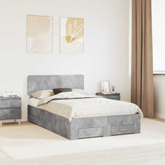 Bed Frame Drawer Engineered Wood Concrete grey