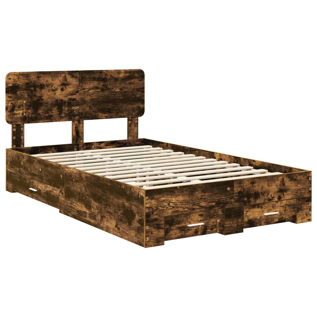 Bed Frame Drawer Engineered Wood Smoked Oak