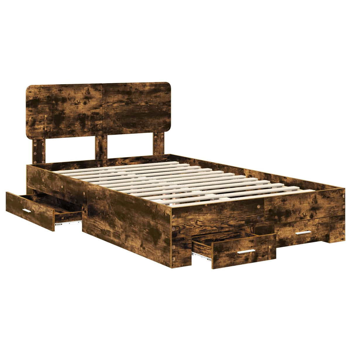 Bed Frame Drawer Engineered Wood Smoked Oak