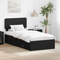 vidaXL Bed Frame with Drawer Black 100 x 200 cm Engineered Wood 1