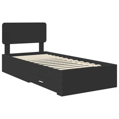 vidaXL Bed Frame with Drawer Black 100 x 200 cm Engineered Wood 4