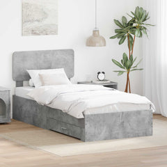 Bed Frame Engineered Wood Concrete grey