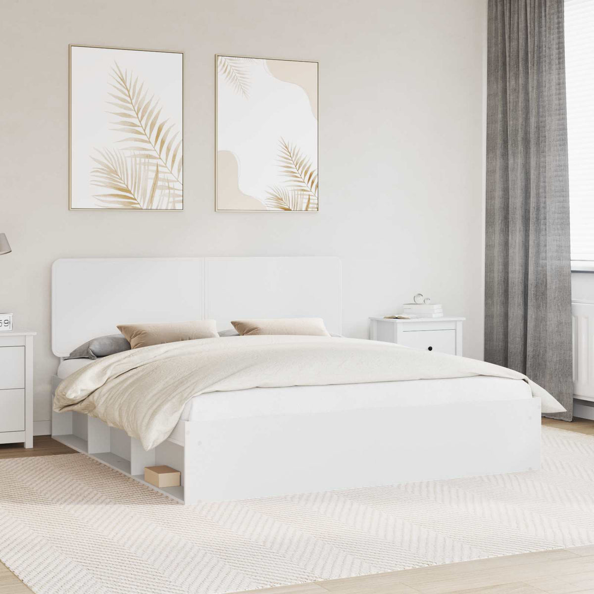 Bed Frame 200 x 200 cm Solid Pine Wood White