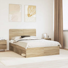 Bed Frame 140 x 200 cm Solid Pine Wood Sonoma oak