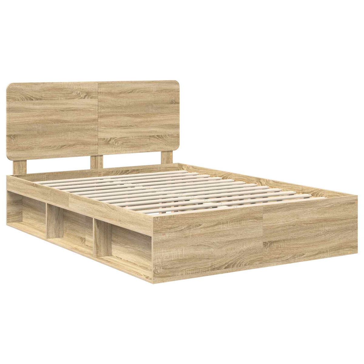 Bed Frame 140 x 200 cm Solid Pine Wood Sonoma oak