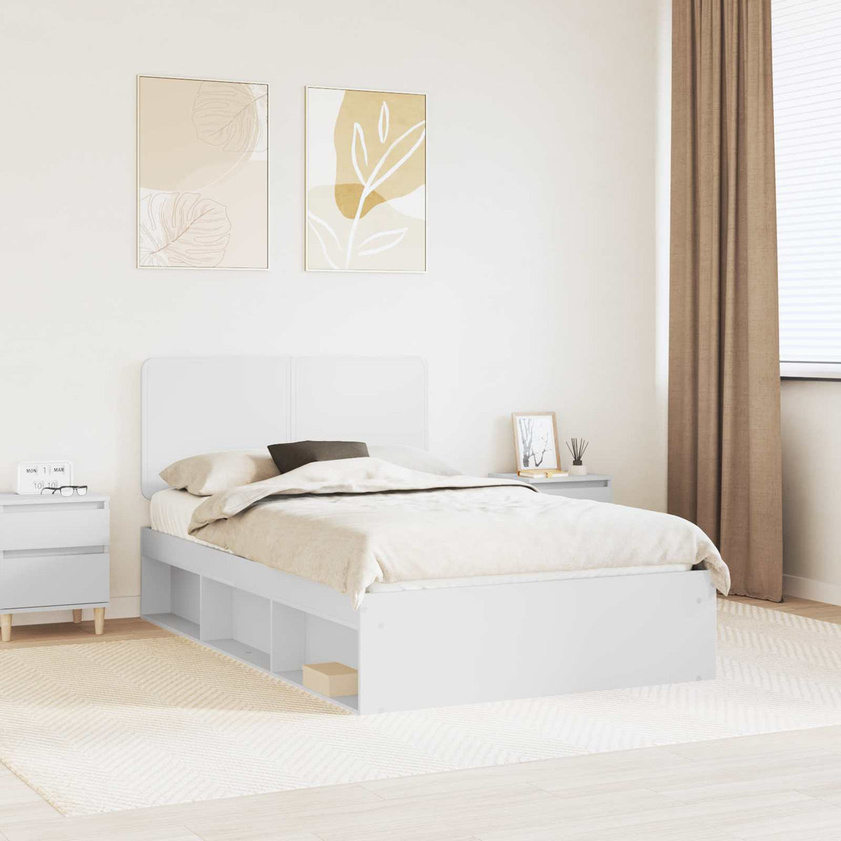 Bed Frame 120 x 190 cm Solid Pine Wood White