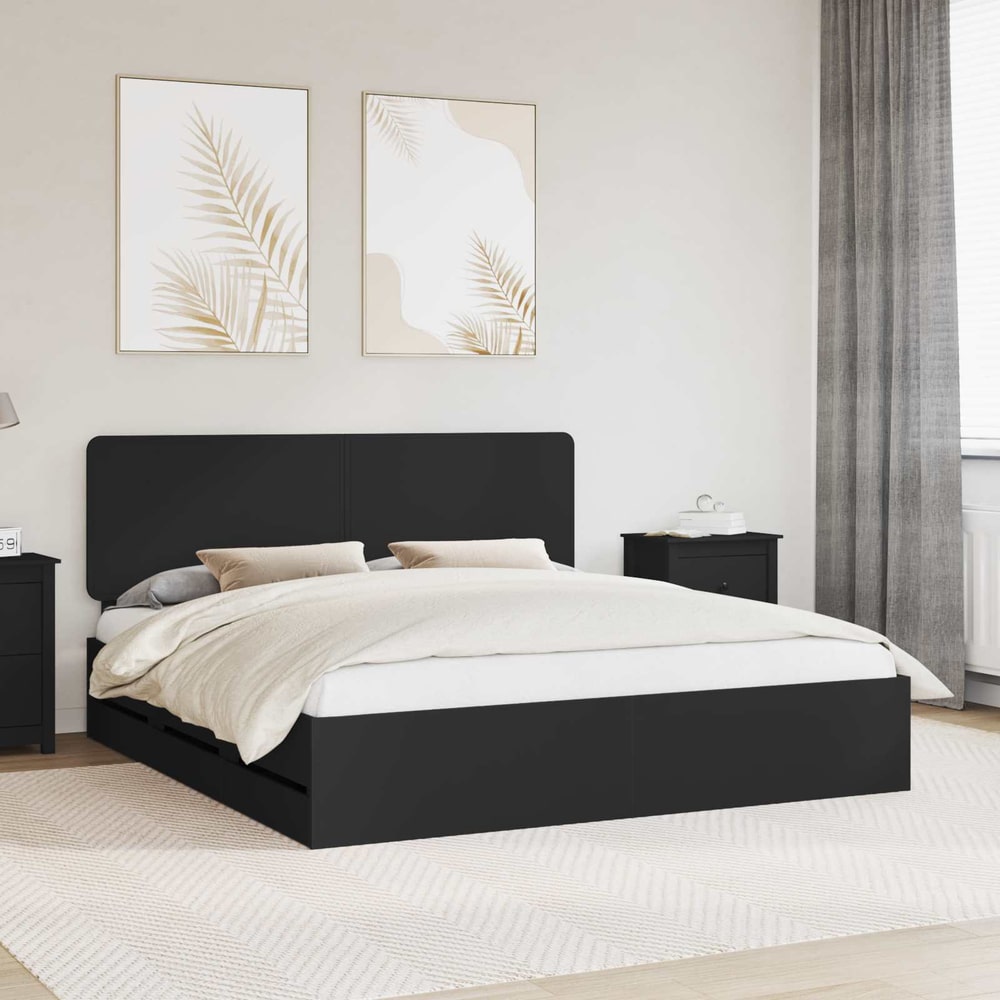 Bed Frame Drawer Engineer Wood Length Black