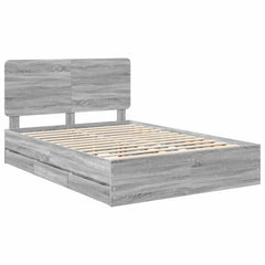 Bed Frame with Drawer Engineer Wood Length 200 cm Grey Sonoma 160 cm