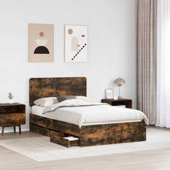 Bed Frame Drawer Engineer Wood Smoked Oak