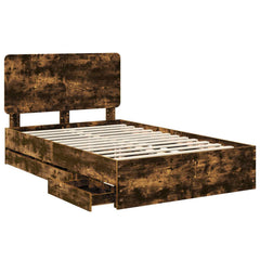 Bed Frame Drawer Engineer Wood Smoked Oak