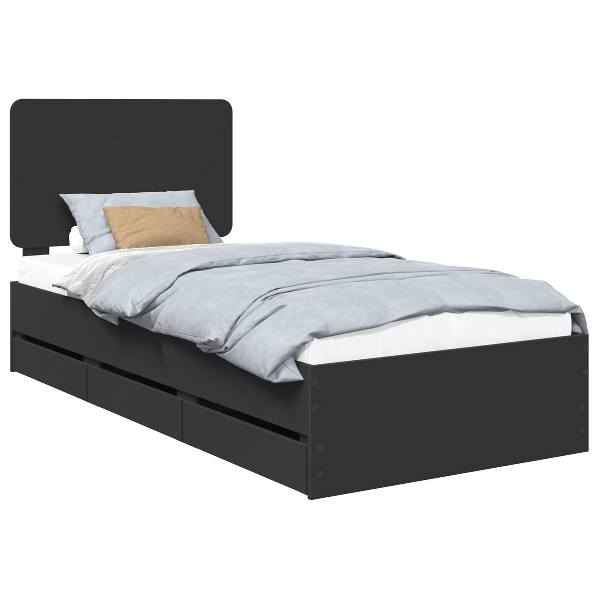 Bed Frame with Drawer Engineer Wood Length 200 cm Black 100 cm