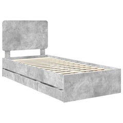 Bed Frame Drawer Engineer Wood Concrete grey