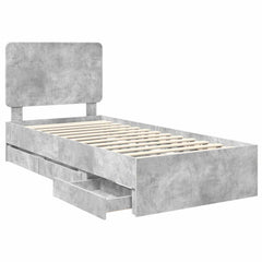 Bed Frame Drawer Engineer Wood Concrete grey