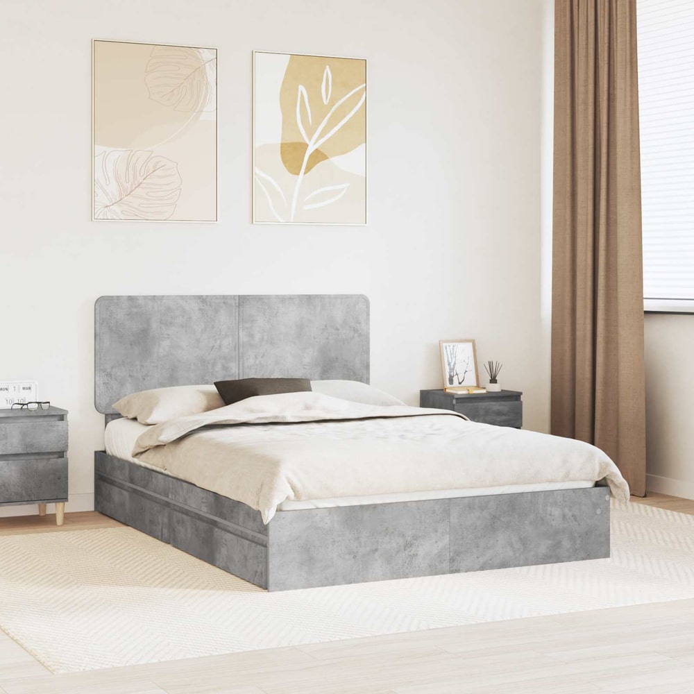 Storage Bed Engineered Wood Length 200 cm Concrete Grey 150 cm