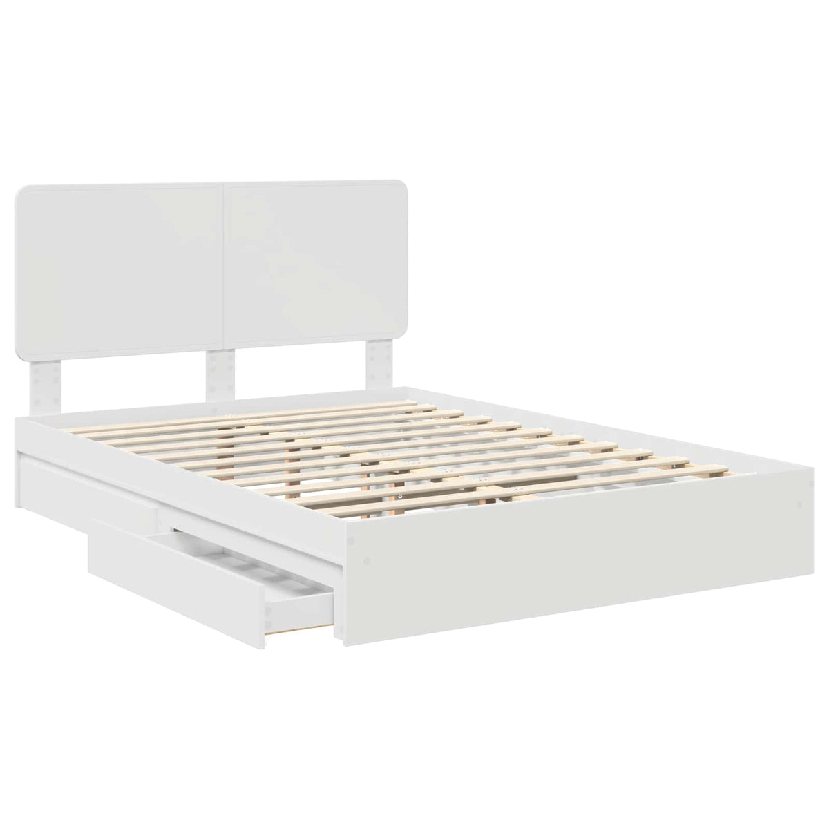 Storage Bed with Drawer Engineered Wood Length 200 cm White 140 cm