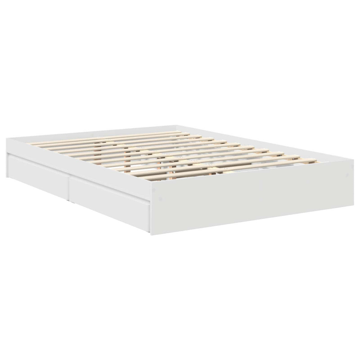 Storage Bed with Drawer Engineered Wood Length 200 cm White 140 cm
