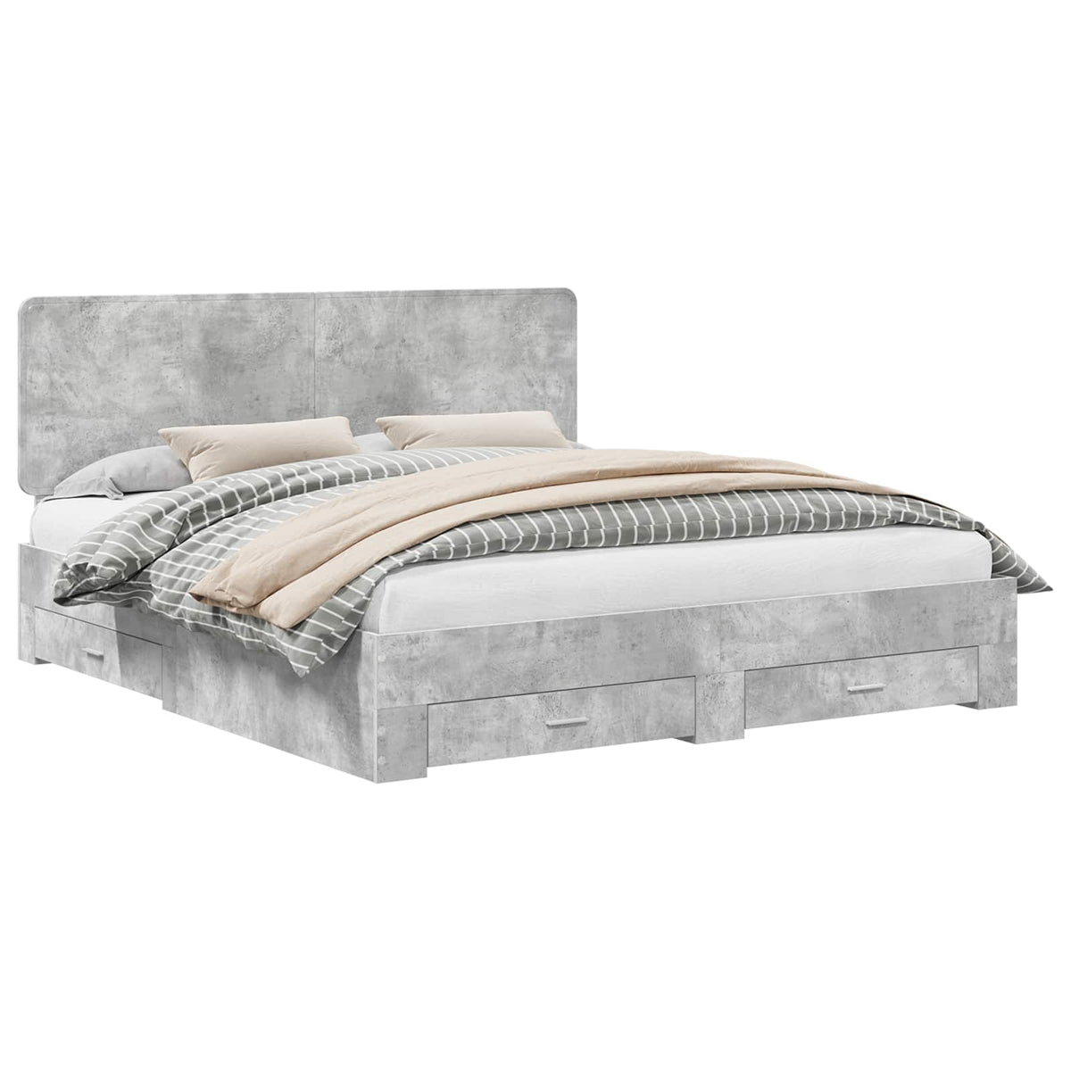 Bed Frame Engineered Wood Length 200 cm Concrete Grey 200 cm