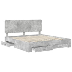 Bed Frame Engineered Wood Length 200 cm Concrete Grey 200 cm
