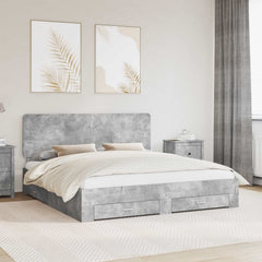 Bed Frame Engineered Wood Length Concrete Grey