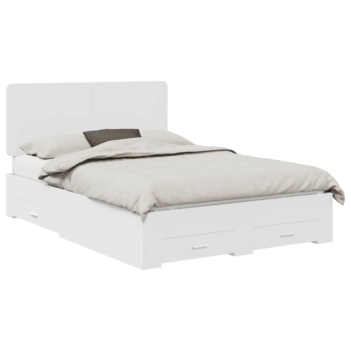 Bed Frame Drawer Engineered Wood White
