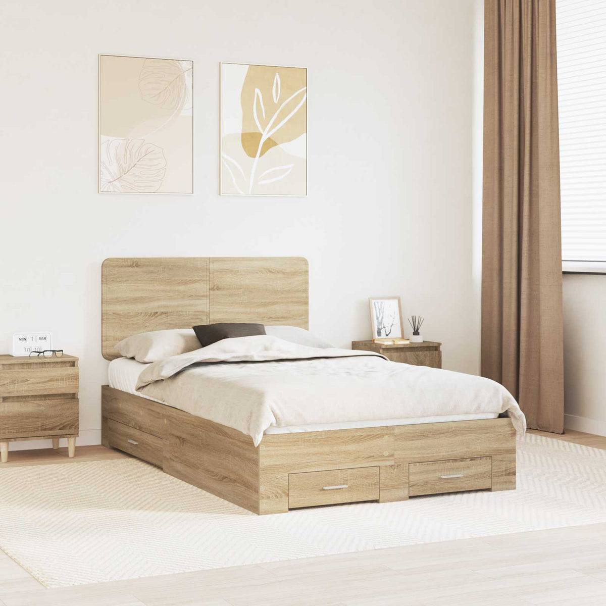 Bed Frame Drawer Engineered Wood Sonoma oak