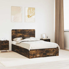 Bed Frame with Drawer Engineered Wood Length 200 cm Smoked Oak 120 cm