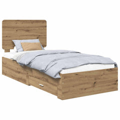Bed Frame with Drawer Engineered Wood Length 200 cm Artisan Oak 90 cm
