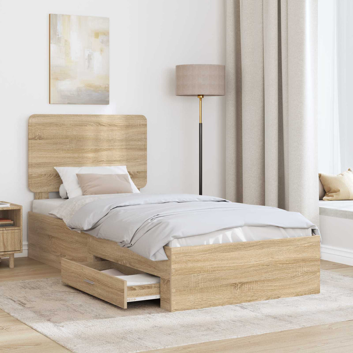 Bed Frame Drawer Engineered Wood Sonoma oak