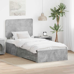 Bed Frame Engineered Wood Concrete grey