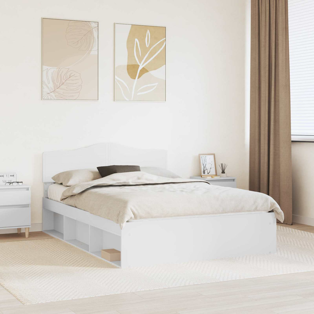 Bed Frame Solid Pine Wood White