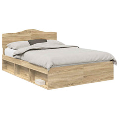 Bed Frame 140 x 190 cm Solid Pine Wood Sonoma oak
