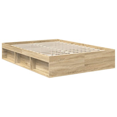 Bed Frame 140 x 190 cm Solid Pine Wood Sonoma oak