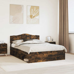 Bed Frame 140 x 190 cm Solid Pine Wood Smoked oak