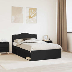 Bed Frame 135 x 190 cm Solid Pine Wood Black