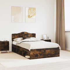 Bed Frame 135 x 190 cm Solid Pine Wood Smoked oak