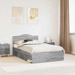 Bed Frame 135 x 190 cm Solid Pine Wood Grey sonoma