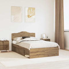 Bed Frame with Headboard 120 x 190 cm Solid Pine Wood Artisan oak