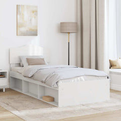 Bed Frame Headboard Solid Pine Wood White