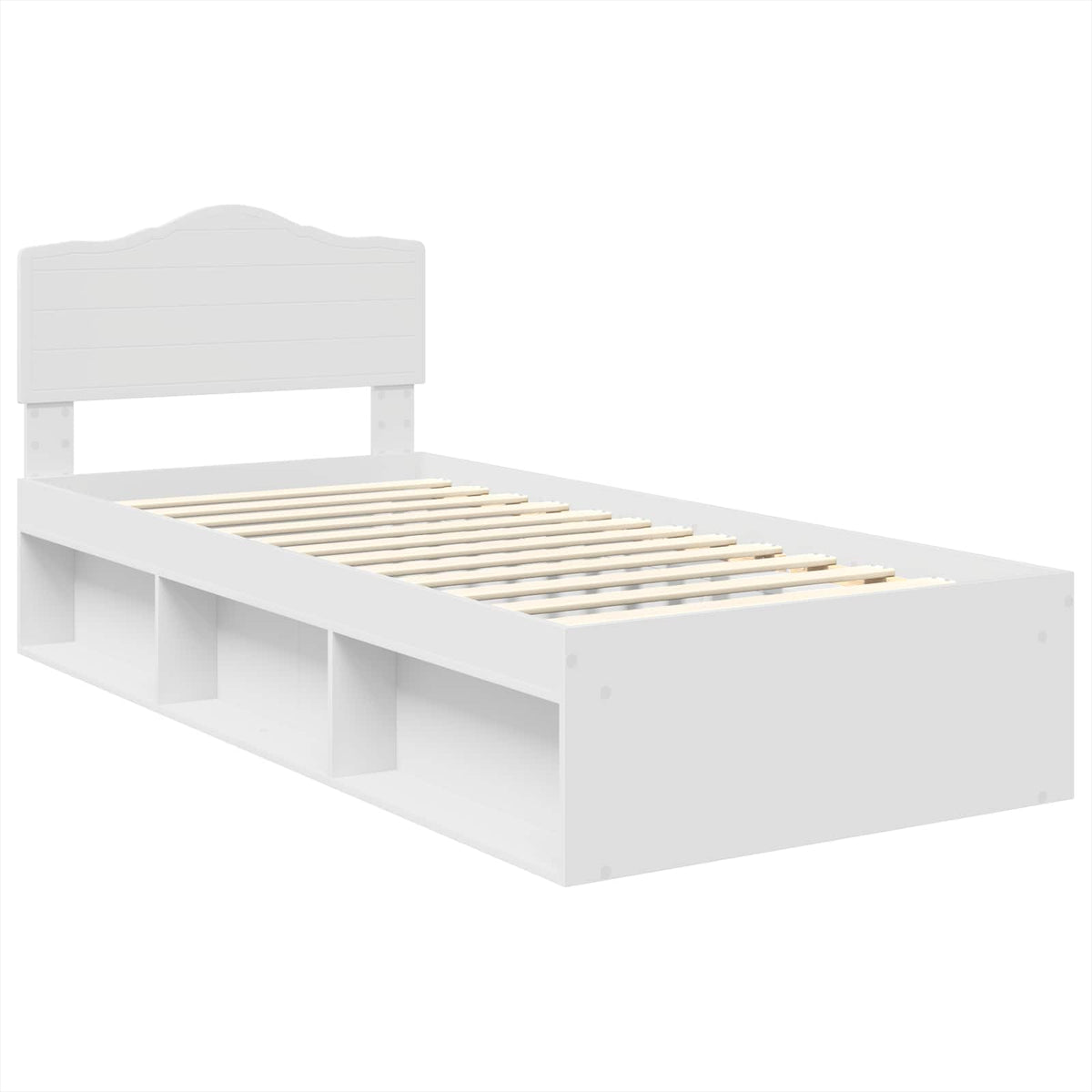 Bed Frame with Headboard 100 x 200 cm Solid Pine Wood White