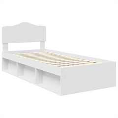 Bed Frame with Headboard 100 x 200 cm Solid Pine Wood White