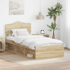 Bed Frame Headboard Solid Pine Wood Sonoma oak
