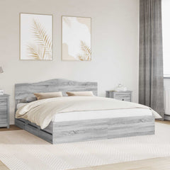 Bed Frame Drawer Engineer Wood Length Grey Sonoma