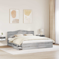 Bed Frame with Drawer Engineer Wood Length 200 cm Grey Sonoma 180 cm
